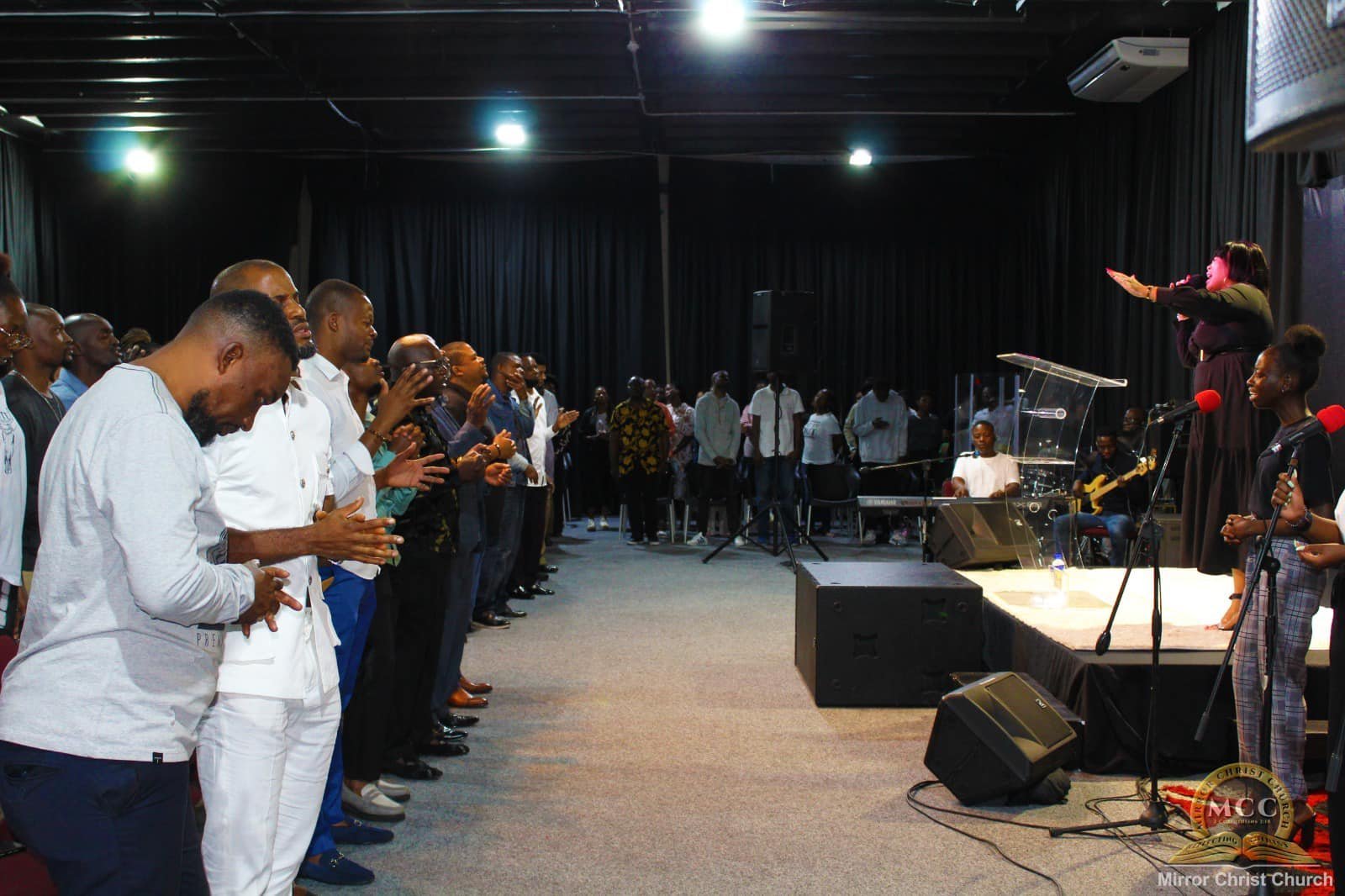 The congregation of Mirror Christ Church gathered for Sunday worship in the Underground Hall, Cityview Shopping Centre, Greyville Durban